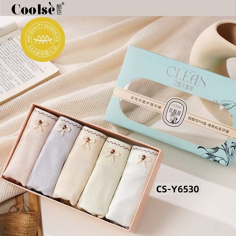 5条盒装酷色乳酸裤女士莫代尔三角内裤抗菌裆部中腰柔软无痕K6530