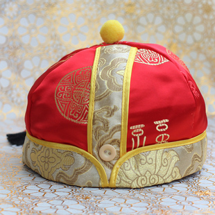 大福秋冬新款儿童阿哥帽 中国风宝宝唐装棉帽 男童庆生礼服阿哥帽