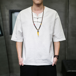 T918*风中袖提花暗纹古风禅服复古茶服T恤男居仕服*P55,蓝色格子裤搭配什么上衣好看图片图片