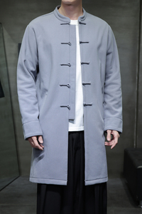 W208* 风立领中长款风衣外套复古长衫禅服盘扣唐装 *P95图片