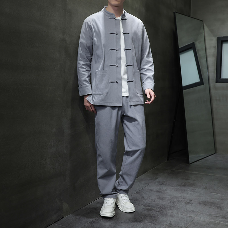 DY38*风汉服唐装居士服内里抗皱长裤长袖棉麻加厚套装*P95，男装夹克，星座1516（原B303）