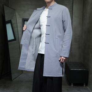 W208* 风立领中长款风衣外套复古长衫禅服盘扣唐装 *P95图片