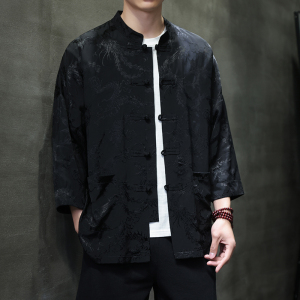 T919* 风中袖立领衬衫龙凤纹复古唐装汉服新中式男装 *P68图片