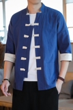 T915*风盘扣唐装茶服中袖古风开衫纯色居仕服禅服*P55，男装民族服装，星座1516（原B303）