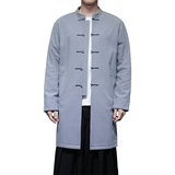 W208*风男士立领中长款风衣外套复古禅服盘扣唐装*P95，男装风衣，星座1516（原B303）