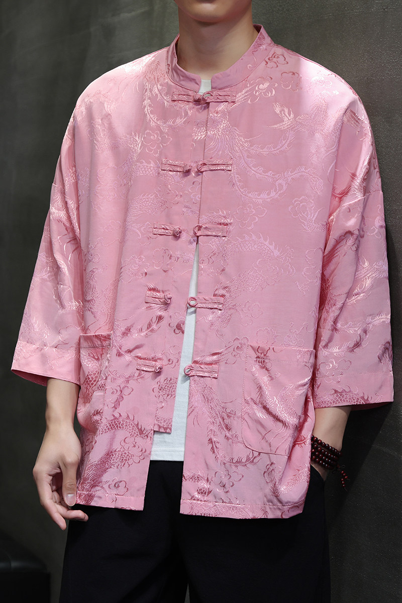T919*风中袖立领衬衫龙凤纹复古唐装汉服新中式男装*P68,男装衬衫,星座1516（原B303）