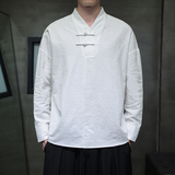 T920*风男士暗纹提花古风复古宽松棉长袖T恤禅服*P60，男装T恤，星座1516（原B303）