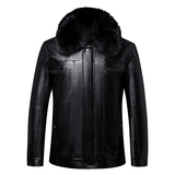 PY007*中年老年男士皮衣冬装外套加毛内里大毛领保暖送爸爸*P95，男装皮衣，星座1516（原B303）
