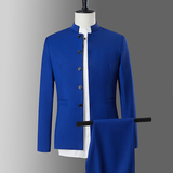 W205*复古男士立领修身西服纯色免烫表演服中山装两件套*P85，男装西服，星座1516（原B303）