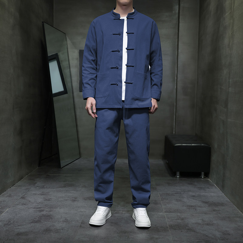 DY38*风汉服唐装居士服内里抗皱长裤长袖棉麻加厚套装*P95,男装夹克,星座1516（原B303）
