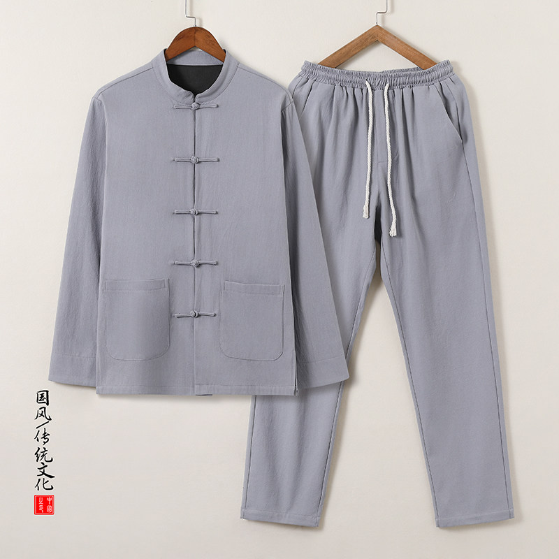 DY38*风汉服唐装居士服内里抗皱长裤长袖棉麻加厚套装*P95,男装休闲套装,星座1516（原B303）