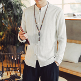 T92*风古风棉麻男麻料长袖盘扣立领衬衫居仕服汉服*P55，男装衬衫，星座1516（原B303）