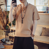 T98*夏季风棉麻短袖古风禅服居仕服盘扣茶服男T恤*P25，男装T恤，星座1516（原B303）