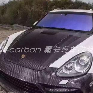 保时捷Cayenne卡宴958改装LUMMA款碳纤维开孔机盖 卡宴鲁曼引擎盖