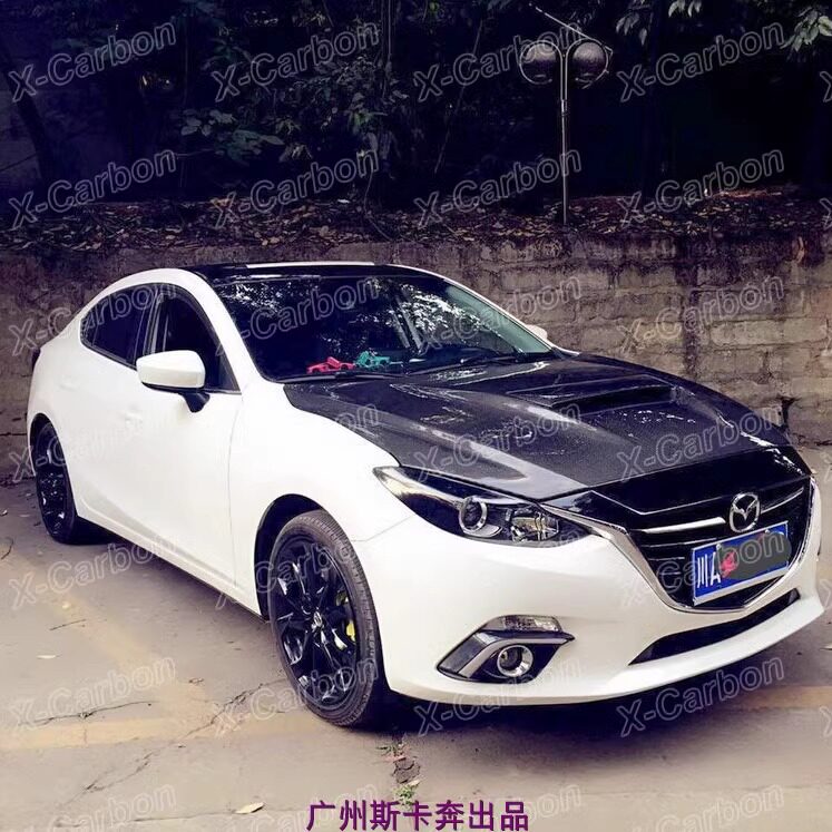 马自达3昂克赛拉碳纤维机盖 Axela 14-16款昂克赛拉MPS款引擎