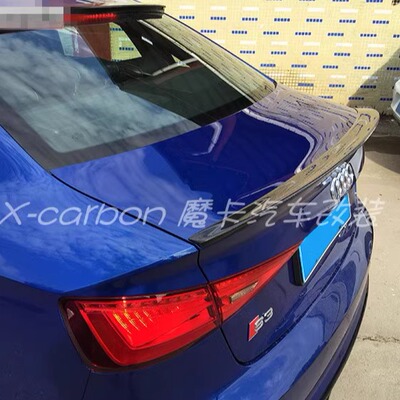奥迪三厢A3改装碳纤维P款鸭尾翼 20款奥迪A3 S3改装V款碳纤维尾翼