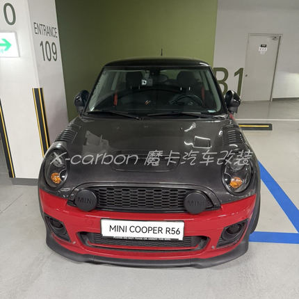 适用MINI COOPER R55 56改装AG款碳纤维开孔机盖 mini R56引擎盖