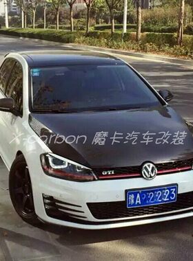 大众高尔夫7代改装碳纤维原厂款机盖 GOLF7碳纤引擎盖车头盖 包围