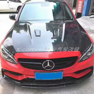 C160 奔驰C级W205改装 Benz AMG款 C200碳纤引擎盖 碳纤维开孔机盖
