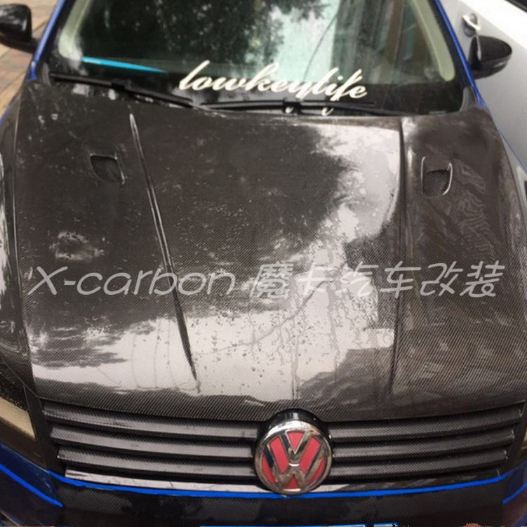 13-18款大众三代宝来改装碳纤维开孔机盖 宝来碳纤维引擎盖车头盖