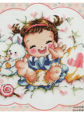 DMC十字绣卡通人物ZP415欢跳女孩 sodacross stitch