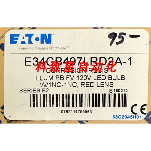 工业配件E34CB497LRD2A 1 发光 LED 按钮 120 VAC 1 NO