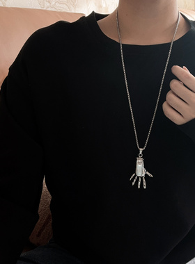 手掌项链钛钢不掉色嘻哈男女同款