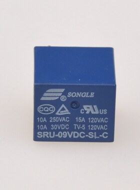 松乐继电器SRU-09VDC-SL-C JZC-22F T70 线圈电压9VDC