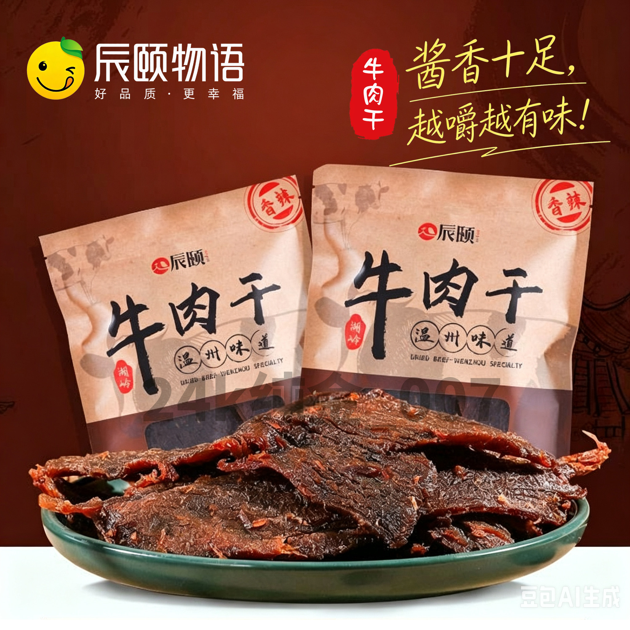 辰颐物语牛肉干酱卤手撕黄牛肉干原味温州特产零食辣味牛肉干400g