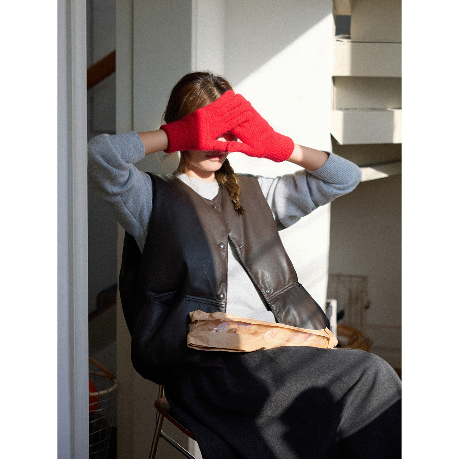 MISAZ巧克力贝果中古感羽绒马甲