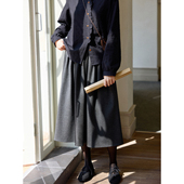 「MISAZ」格雷系穿搭 磨毛松紧腰百褶裙 微A裁剪显瘦通勤中长裙