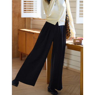 压褶设计收胯显瘦懒人裤 「MISAZ」舒适度拉满 秋厚度针织阔腿裤