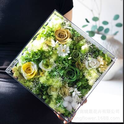 GLORIOUS永生花成品礼盒透明亚克力花盒情人节女友礼物玫瑰花真花