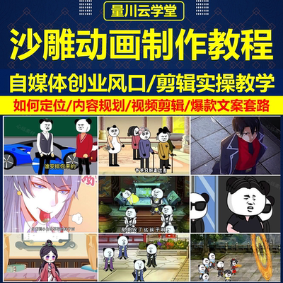 沙雕动画制作教程蘑菇头熊猫人物场景绿幕素材短视频AnAe动画课程