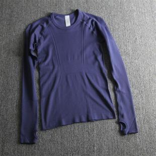 超速干!无缝针织紧身圆领显瘦运动t恤女瑜伽服普拉提长袖健身衣