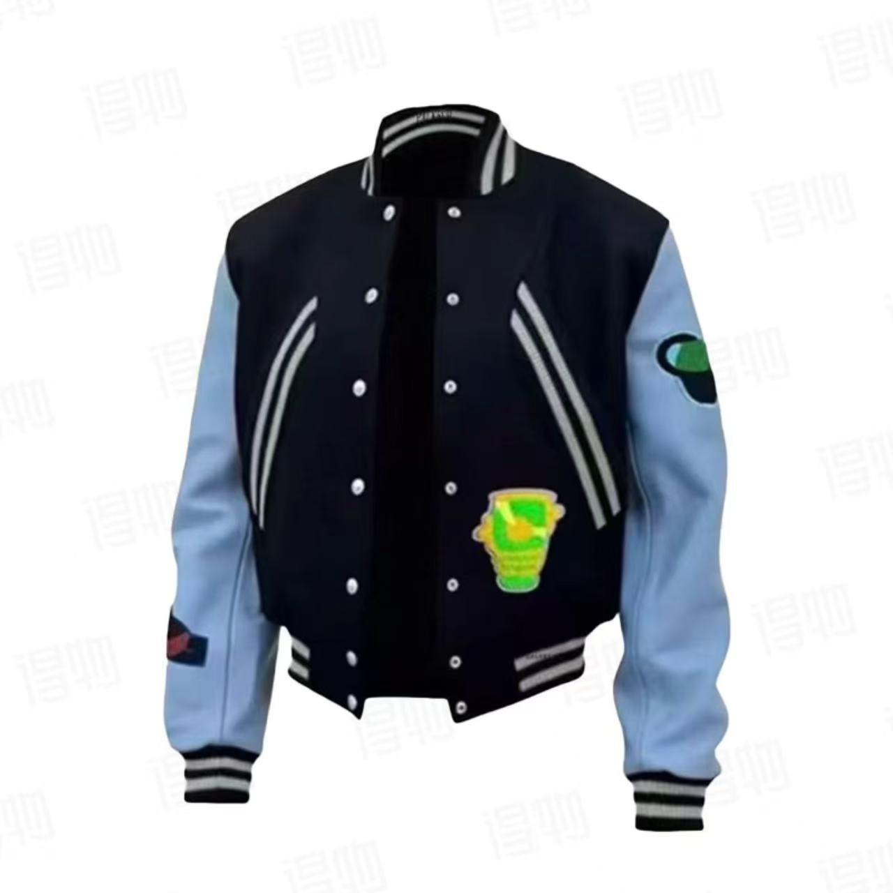 Kiko刺绣棒球服蓝袖短款上衣高街修身显瘦vibe男女cleanft外套