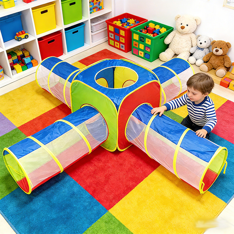 新款儿童帐篷游乐场爬行钻洞隧道幼儿园室内户外组合款游戏玩具屋