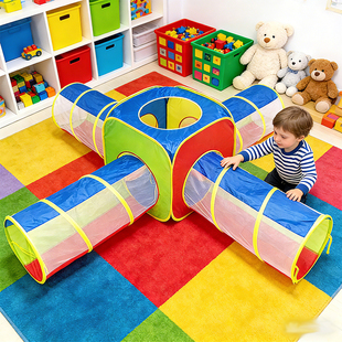 新款儿童帐篷游乐场爬行钻洞隧道幼儿园室内户外组合款游戏玩具屋