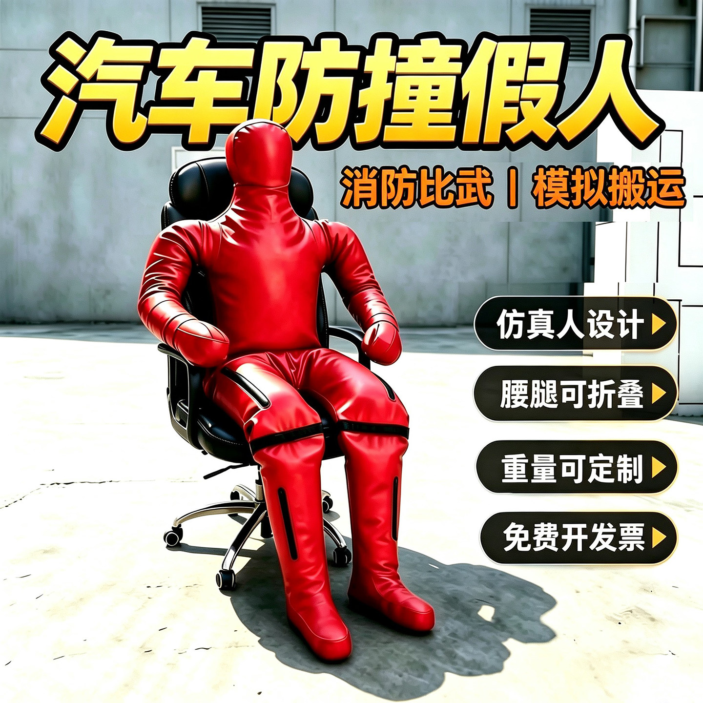 汽车防撞测试消防训练应急假人防爆人偶软体皮人搬运担架假人