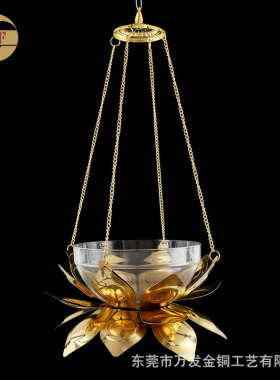 长明寺庙大殿酥油灯黄铜供奉复古