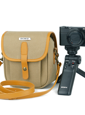 索尼黑卡ZV1M2 1F RX100M7 M E1A6700帆布防水便携数码单肩相机包