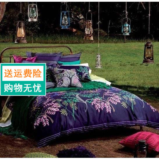 外贸纯棉床品澳洲余单精梳纯棉活性印花四件套欢乐森林1.8床1.5床