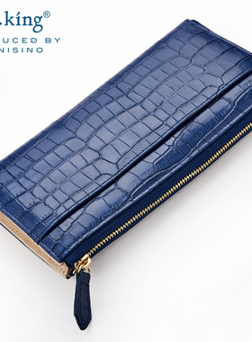 包邮R.king品仕女钱包长款头层牛皮小手包鳄鱼纹拉链超薄钱夹皮夹