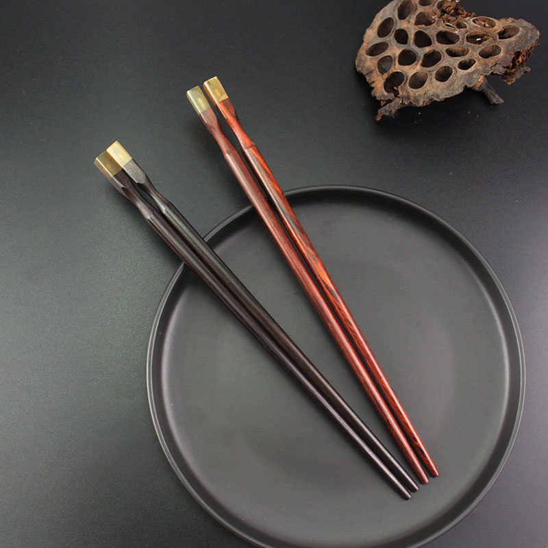 红木中式商用美人腰大红酸枝牛角贝壳耐用木筷