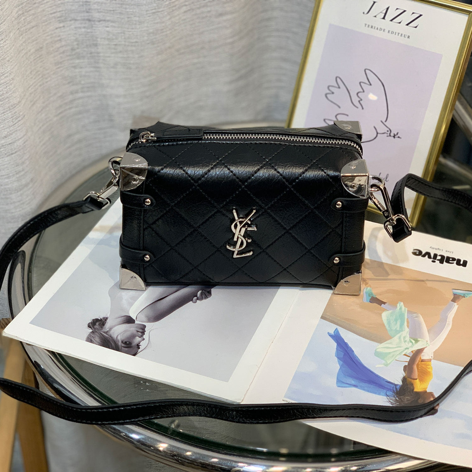 2026秋冬新款盒子包小牛皮菱格迷你精致小方包手提单肩斜挎女包