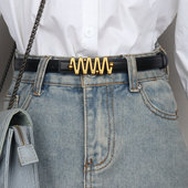 春季 皮带女2026新款 高级感真皮女士腰带窄版 平滑扣设计款 百搭韩版