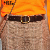 新品 实心铜扣真皮皮带女纯牛皮简约女士腰带头层牛皮休闲百搭文艺