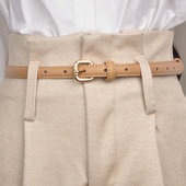 小皮带女真皮光面合金扣文艺多用实用细腰带装 饰软皮百搭简约韩版