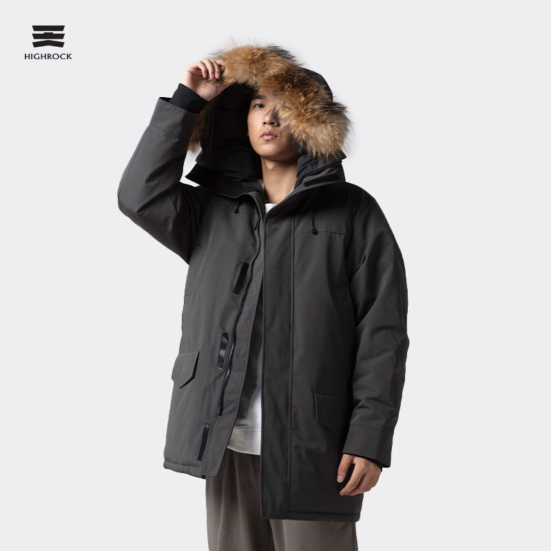 天石羽绒服男冬季新款时尚工装大毛领加厚派克服保暖外套男装t122