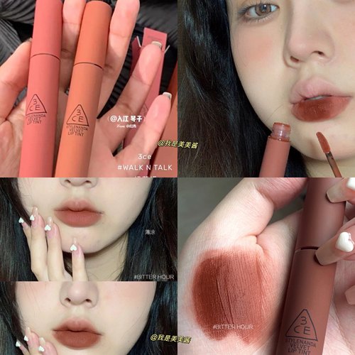 3ce唇釉丝绒口红雾面云朵丝绒哑光taupe苦咖色laydown